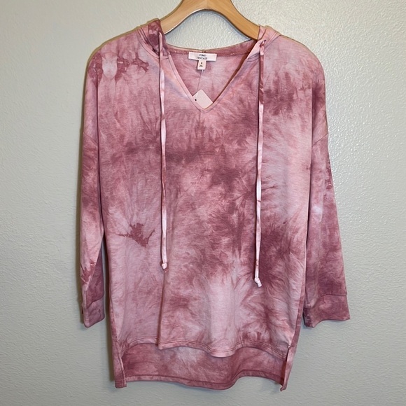 NWT Como Vintage Pink Tie Dye Hooded Shirt - Picture 1 of 10